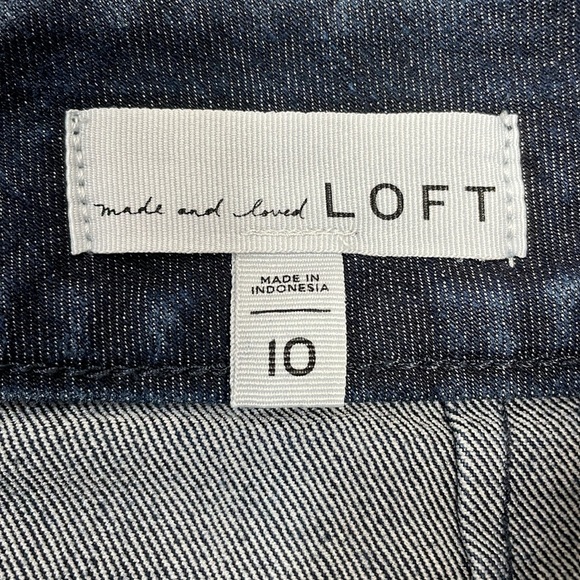 NWOT Loft Dark Wash Stretch Denim Patch Pocket Jeans Skirt 10 - Picture 8 of 11